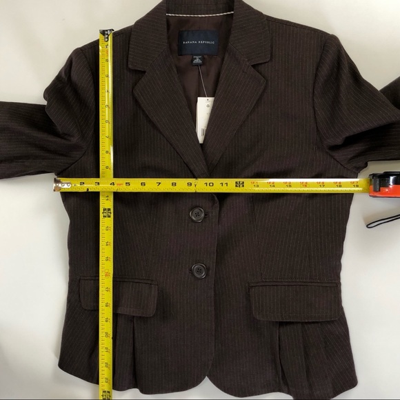 Banana Republic Striped Brown Flax Stretch Blazer - Picture 4 of 8
